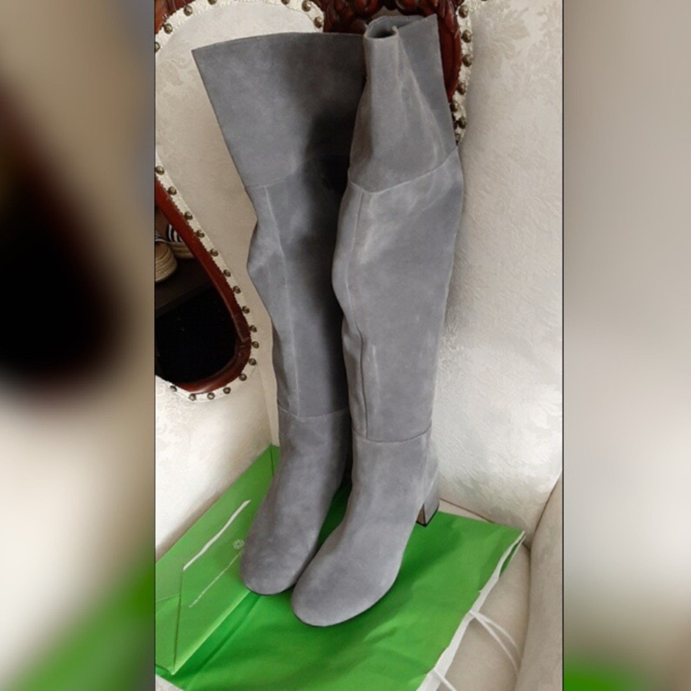 Grey Suede Clarks Knee Boots, Excellent Used Condition (Worn Once)